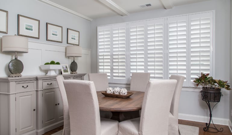  Plantation shutters in a Dover dining room.